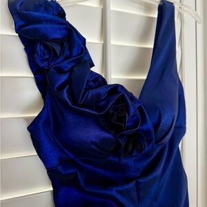 NWT, Elegant Blue Satin Dress